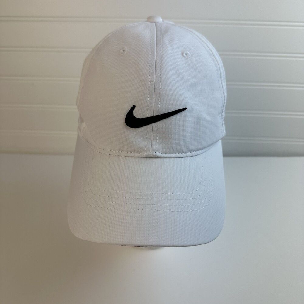 NIKE Unisex Golf Tech Tennis Pickleball Hat Cap White Swoosh Dri-FIT Blue C Logo